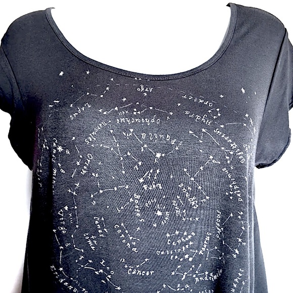 American Eagle Soft & Sexy Zodiac Tee Constellation Graphic Oversize Raw Hem Top - Picture 2 of 15